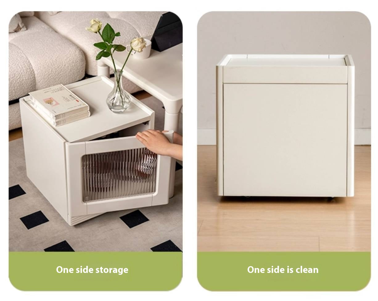 Poplar Solid Wood Cream Style Coffee Table Combination