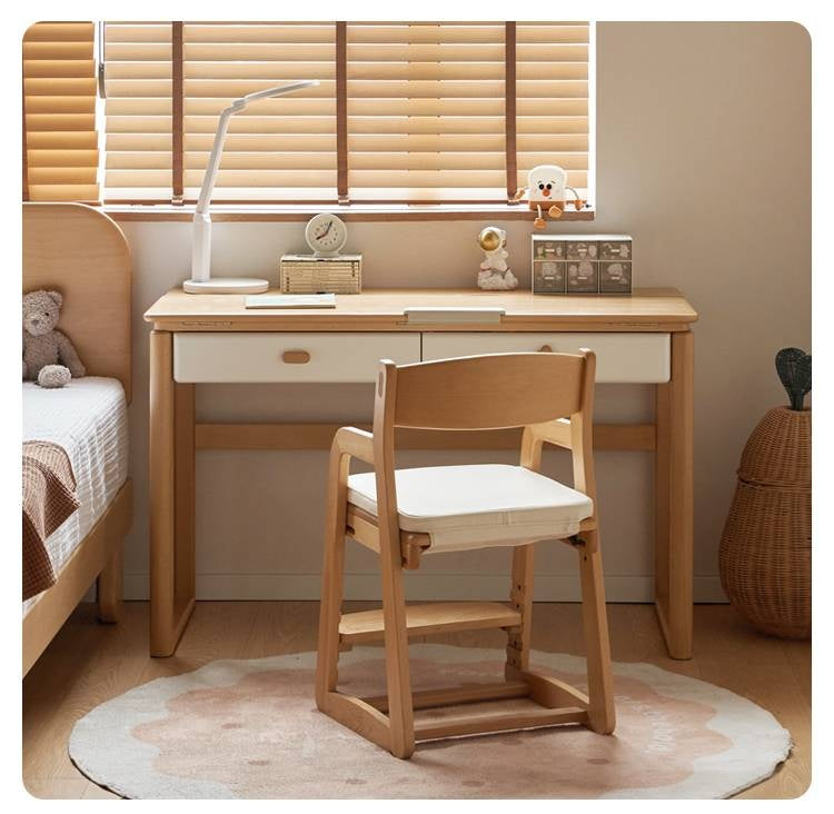 Beech Solid Wood Kids Learning Desk with Eye Protection Lamp