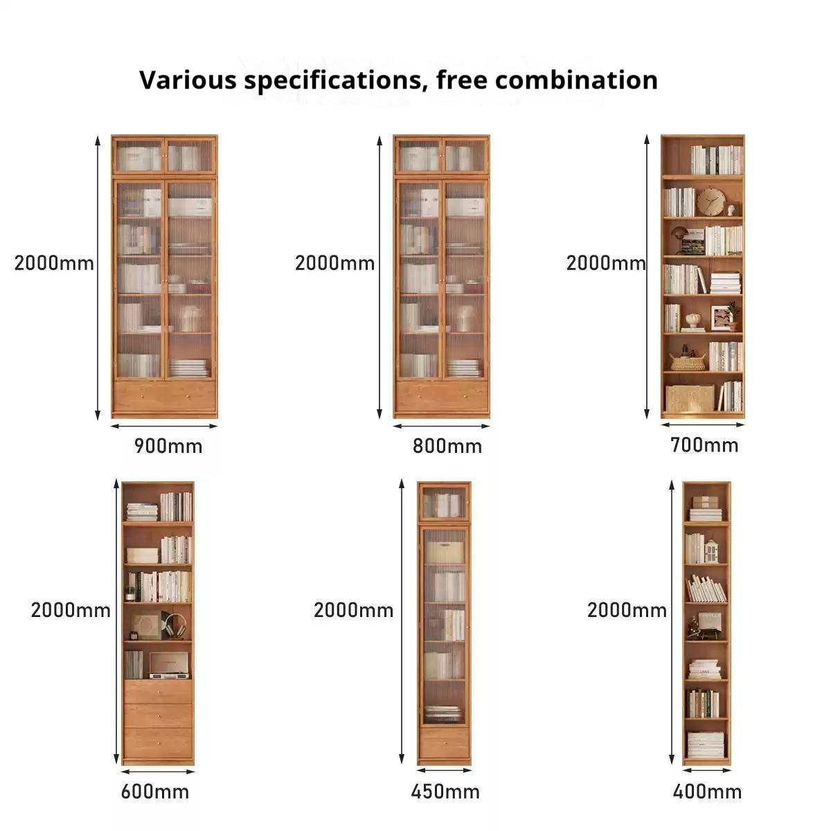 Cherry Solid Wood Bookcase Cabinet Display