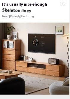 Cherry Solid Wood Modern Simple Floor TV Stand
