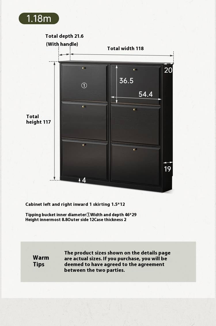 Oak Solid Wood American Retro Style Shoe Cabinet