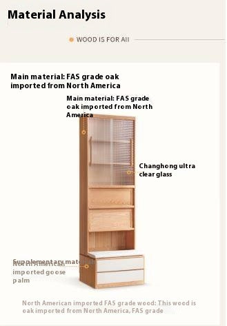 Oak Solid Wood Cream Style Study  Bookcase