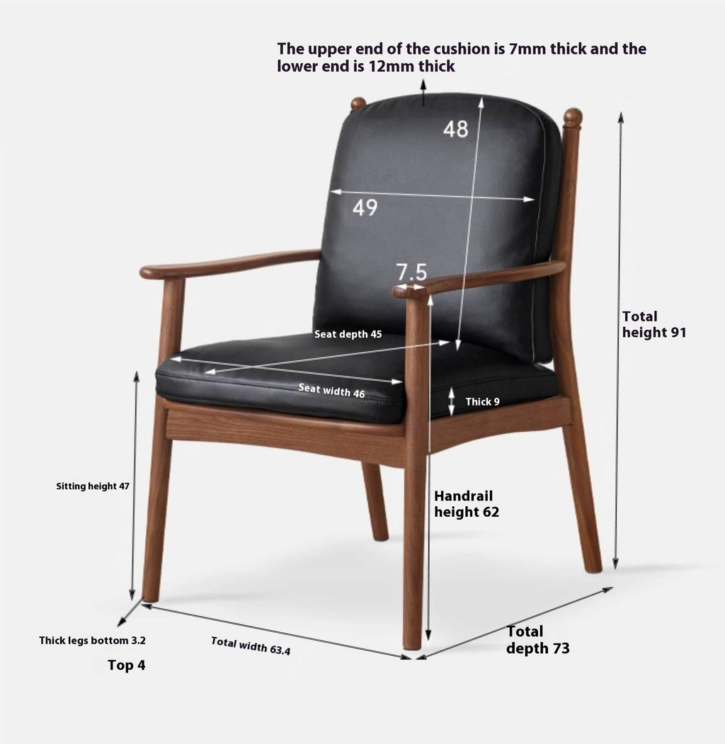 Black Walnut Solid Wood Light Luxury Style Soft Armchair