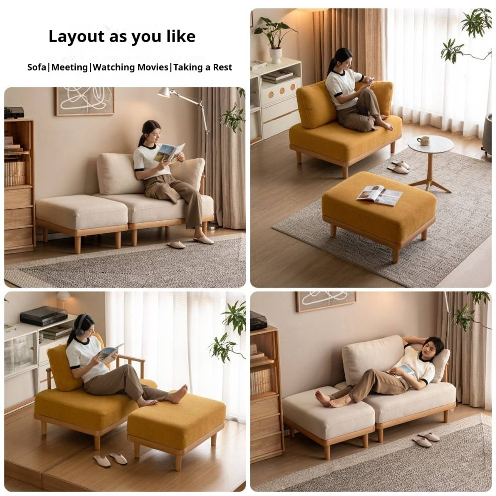 Beech Solid Wood Fabric Sofa Free Combination