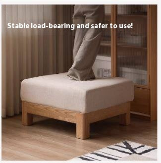 Black Walnut, Oak, Ash, Poplar Solid Wood Footstool Small Fabric Stool