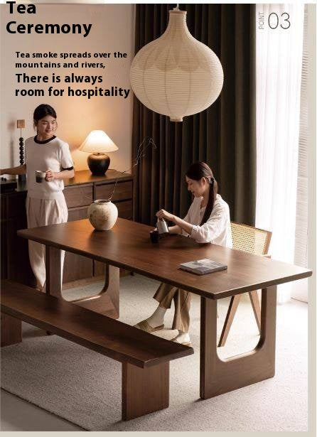 Black Walnut Solid Wood Wabi Sabi Style Large Board Dining Table