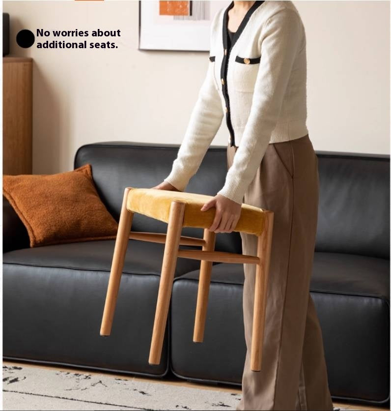 Cherry, Oak Solid Wood Retro Makeup Stool