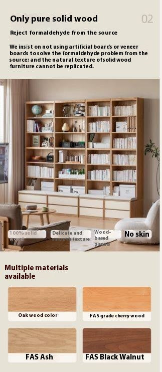 Oak Solid Wood Cream Style Study  Bookcase