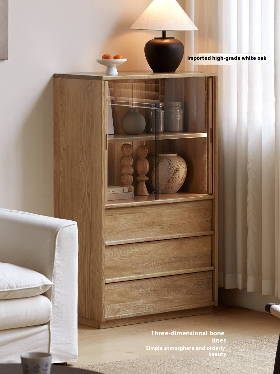Oak Solid Wood Modern Side Cabinet