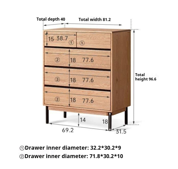 Oak Solid Wood Chest of Drawers
