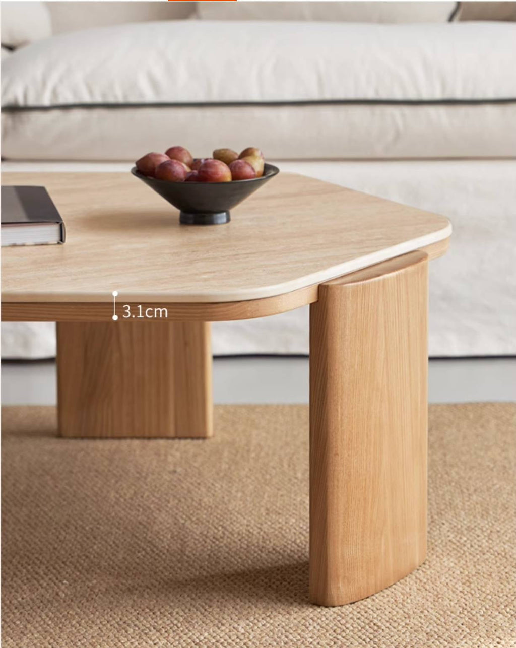 Ash Solid Wood Wabi-Sabi Style Coffee Table