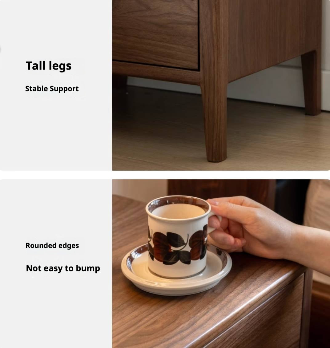 Black Walnut Solid Wood Nordic Style Nightstand