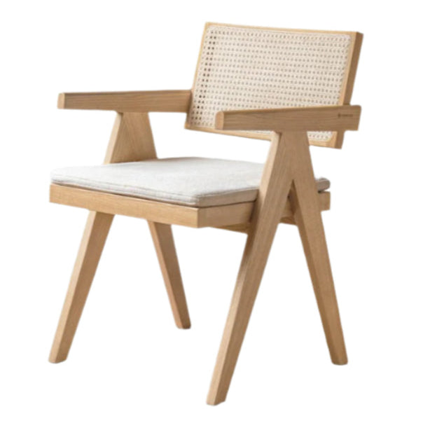 Oak Solid Wood Light Luxury Rattan Chair