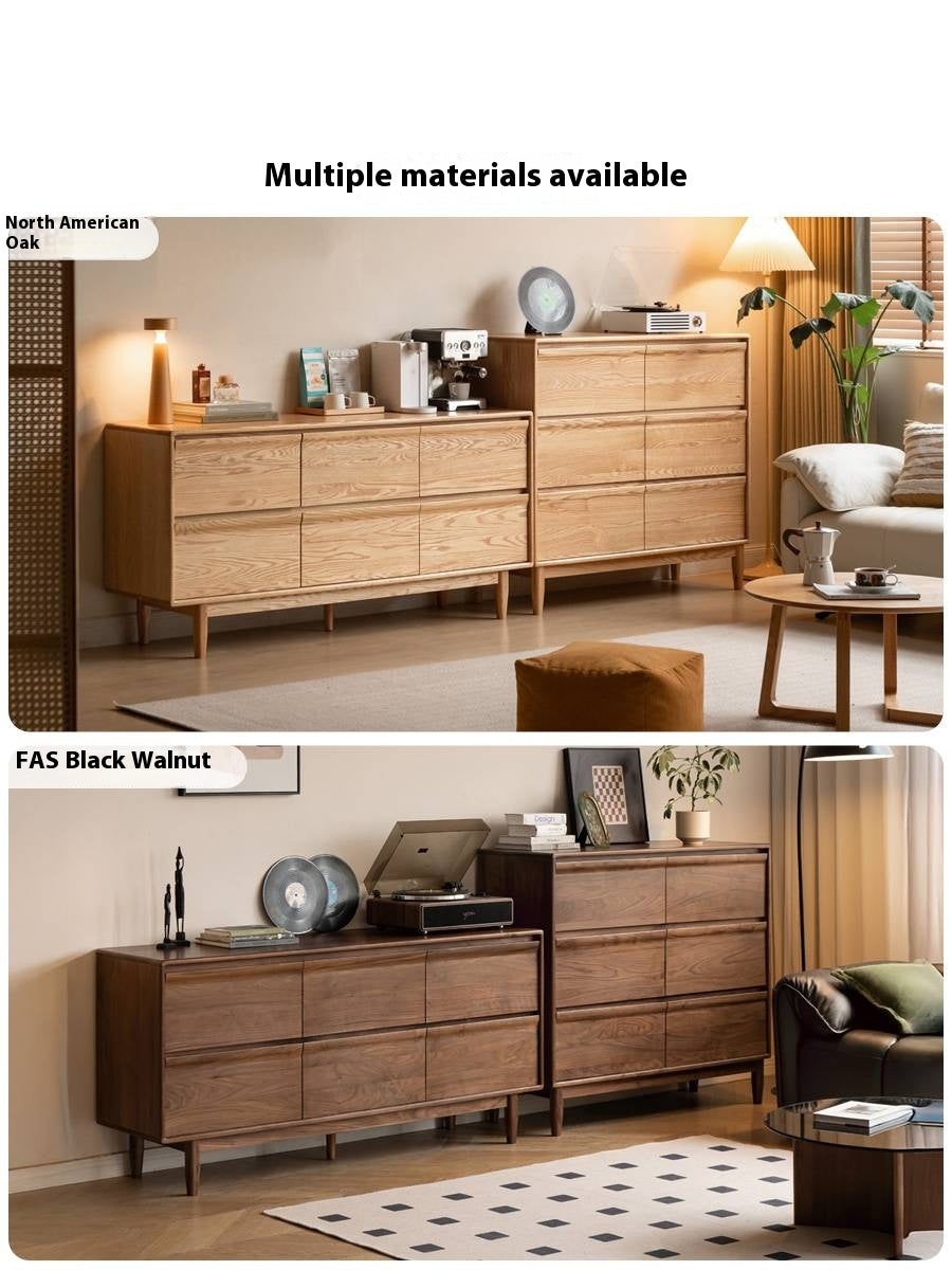 Ash Solid Wood Log Style Six Drawers Cabinet