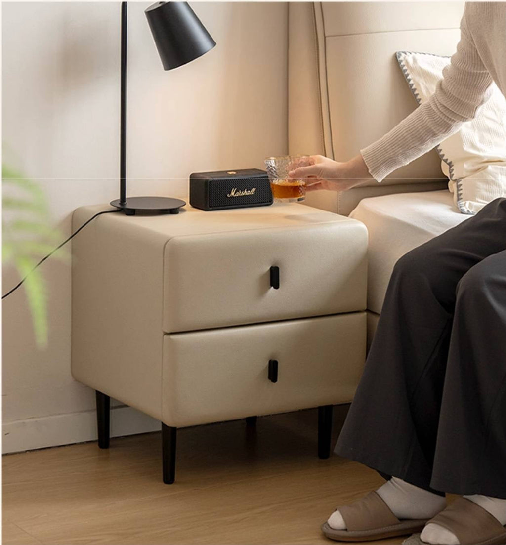 Fabric Cream Style Soft Nightstand