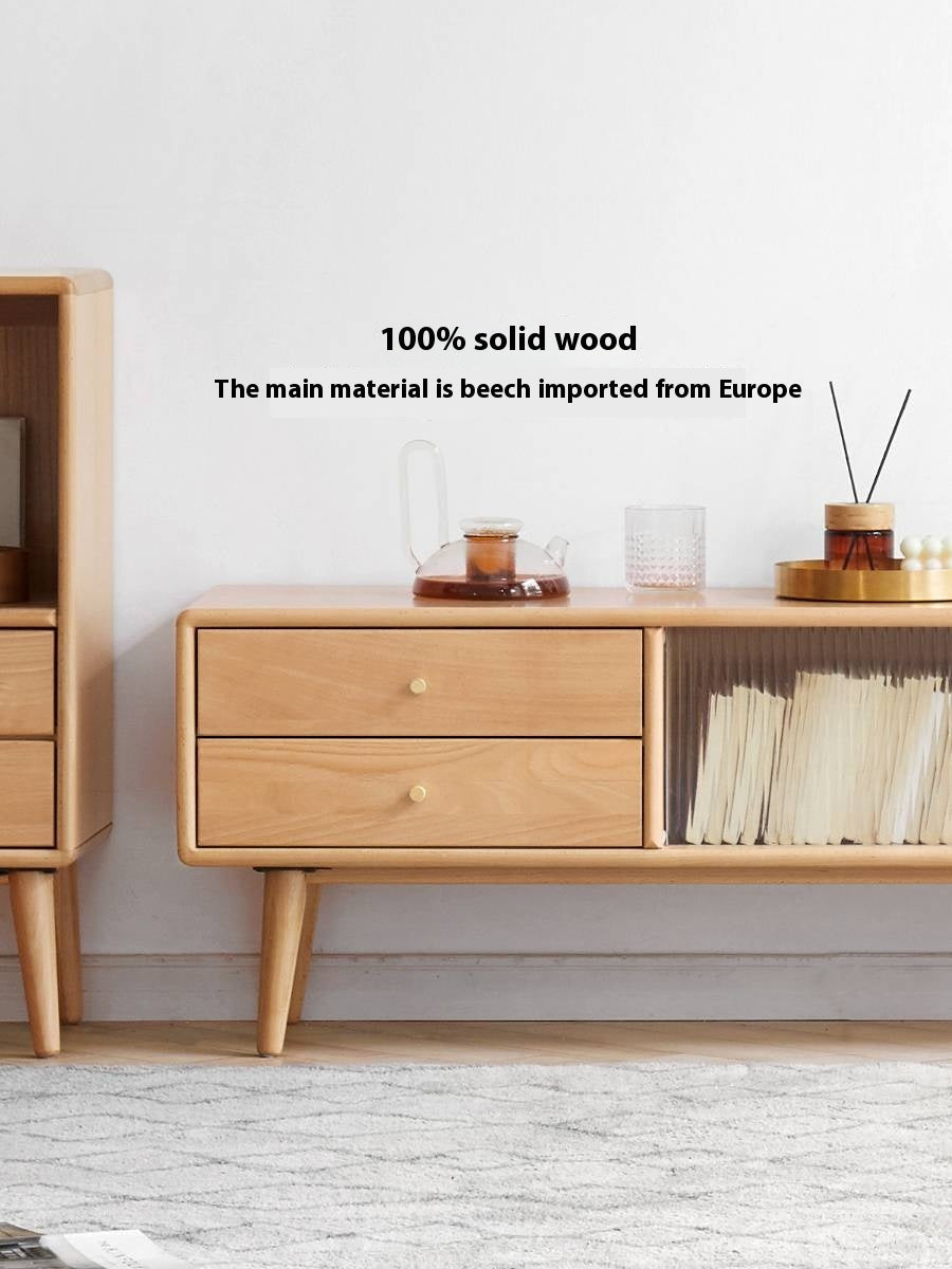 European Beech Solid Wood Floor TV Stand
