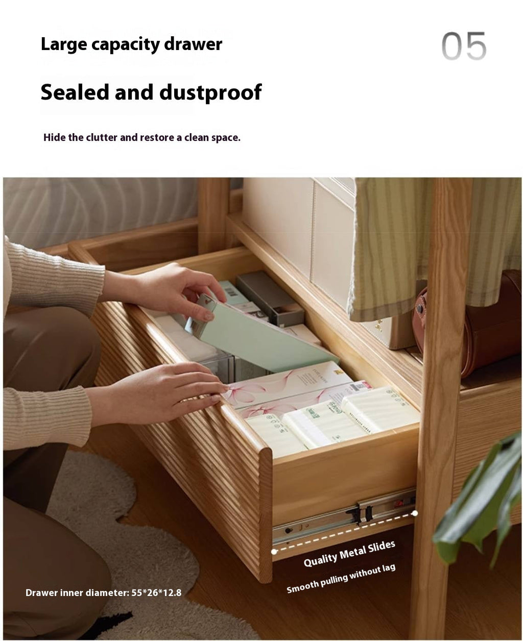 Ash Solid Wood Modern Style Hanger With Storage