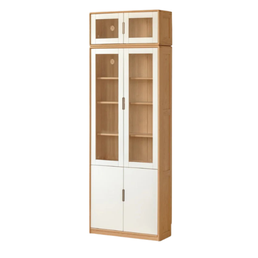 Oak Solid Wood Bookcase Storage Style Floor High