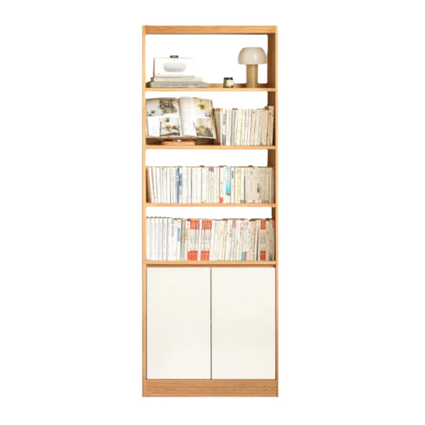 Oak Solid Wood Cream Wind Floor Bookshelves