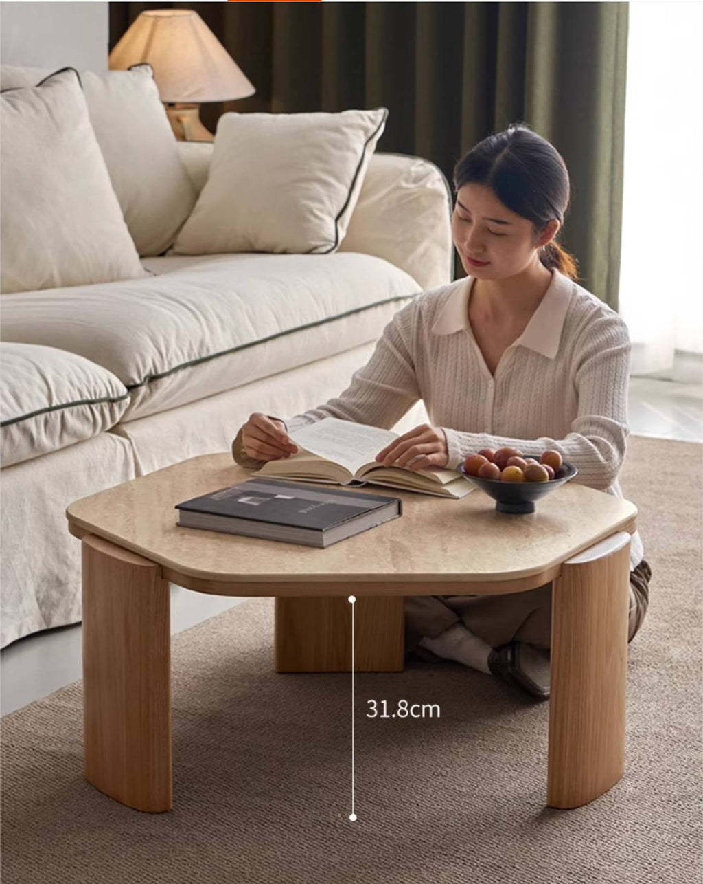 Ash Solid Wood Wabi-Sabi Style Coffee Table