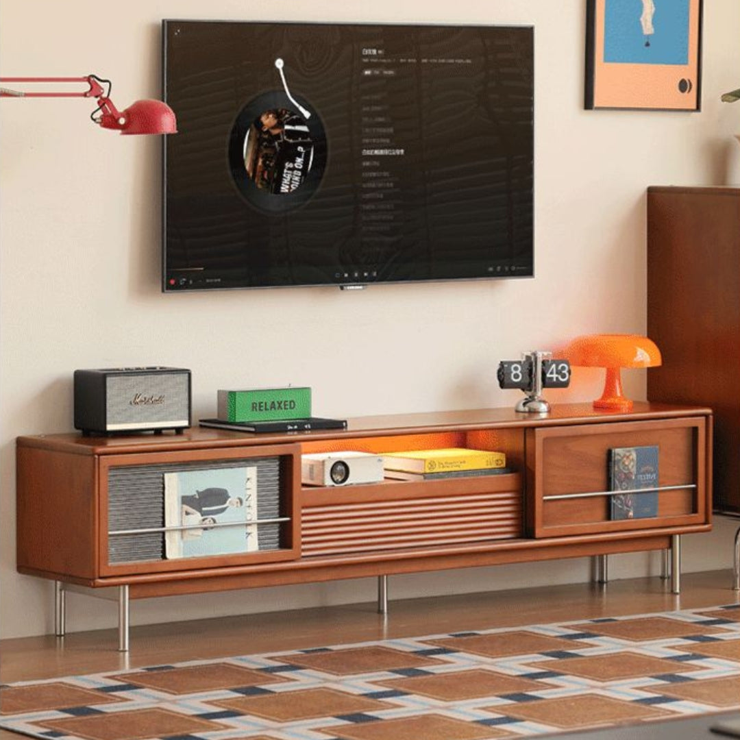 Poplar Solid Wood Bauhaus Style TV Cabinet