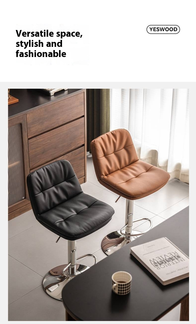 Leather High Backrest Rotating Bar Chair
