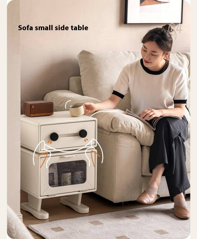 Solid Rubberwood Cream Style Nightstand