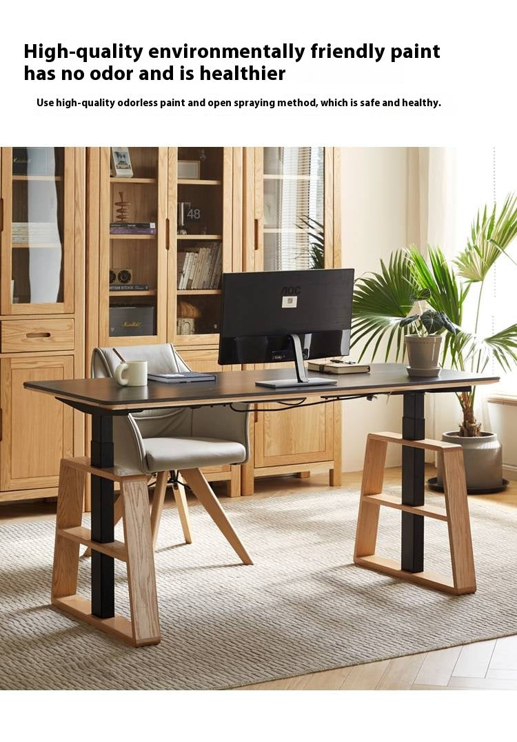 Oak Solid Wood Dual Electric Lifted Office Desk