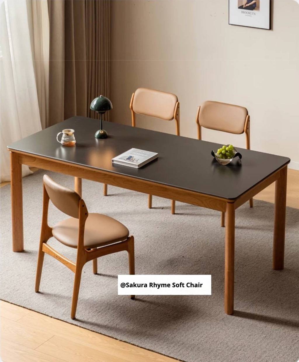 Cherry Solid Wood Rock Board Dining Table