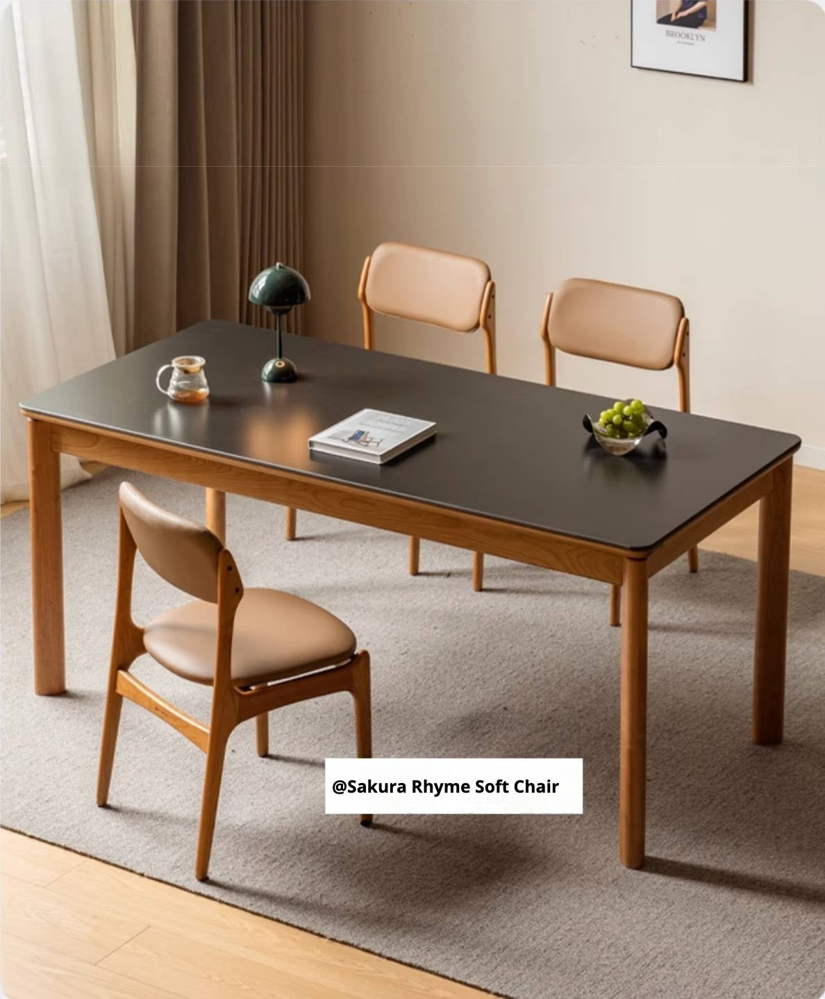 Cherry Solid Wood Rock Board Dining Table