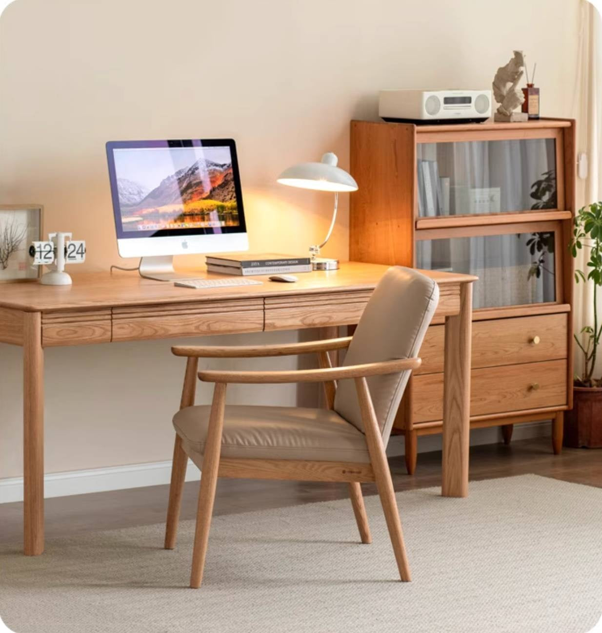 Oak Solid Wood Modern Minimalist Style Leisure Armchair