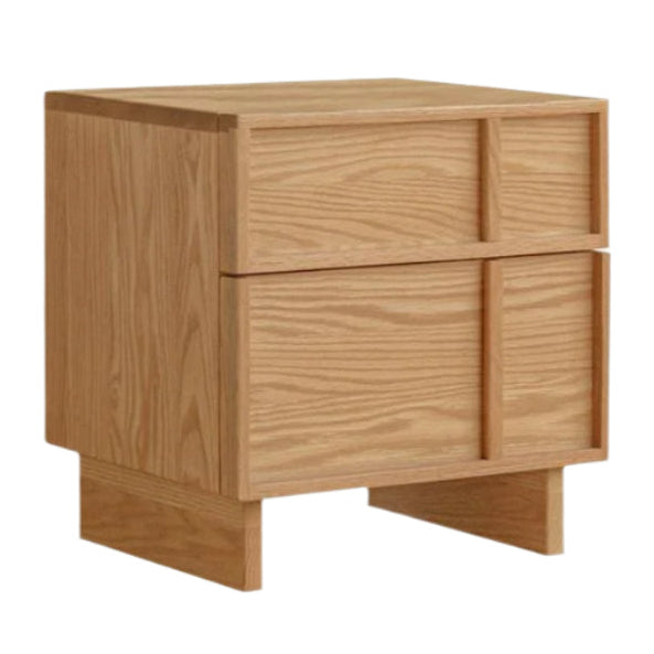 Red Oak, White Oak Solid Wood Two-drawer Nightstand
