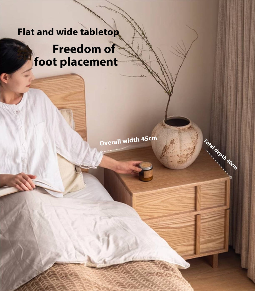 Red Oak, White Oak Solid Wood Two-drawer Nightstand