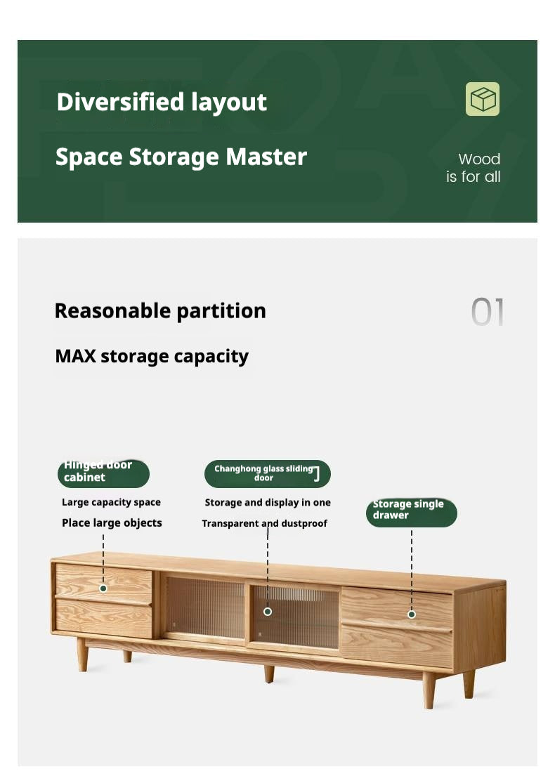 Ash Solid Wood Modern Style TV Stand