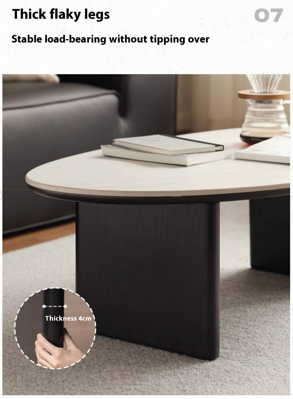 Oak Solid Wood Rock Slab Coffee Table Combination