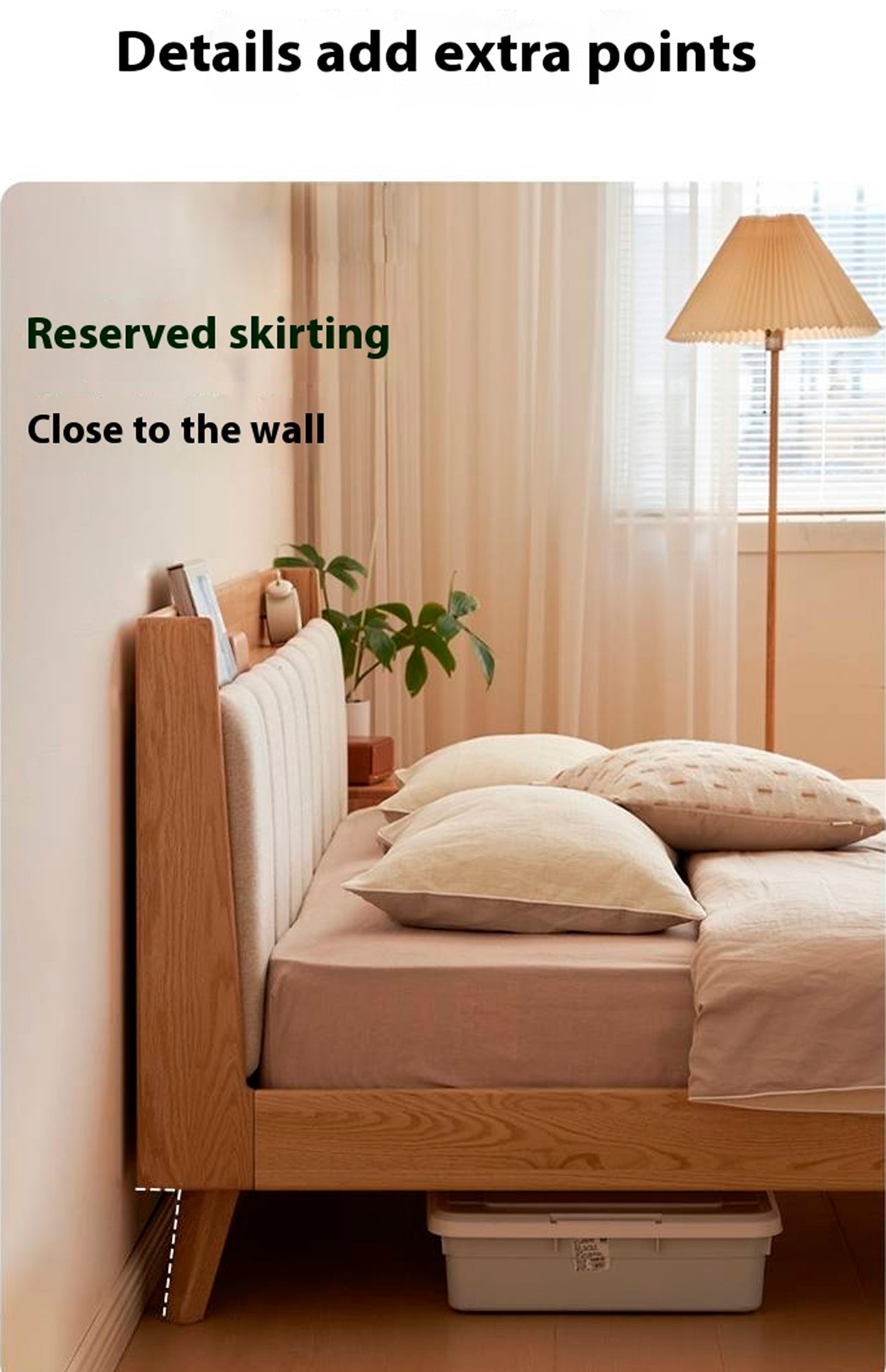 Oak Solid Wood Bed Modern Soft Leaning Bed