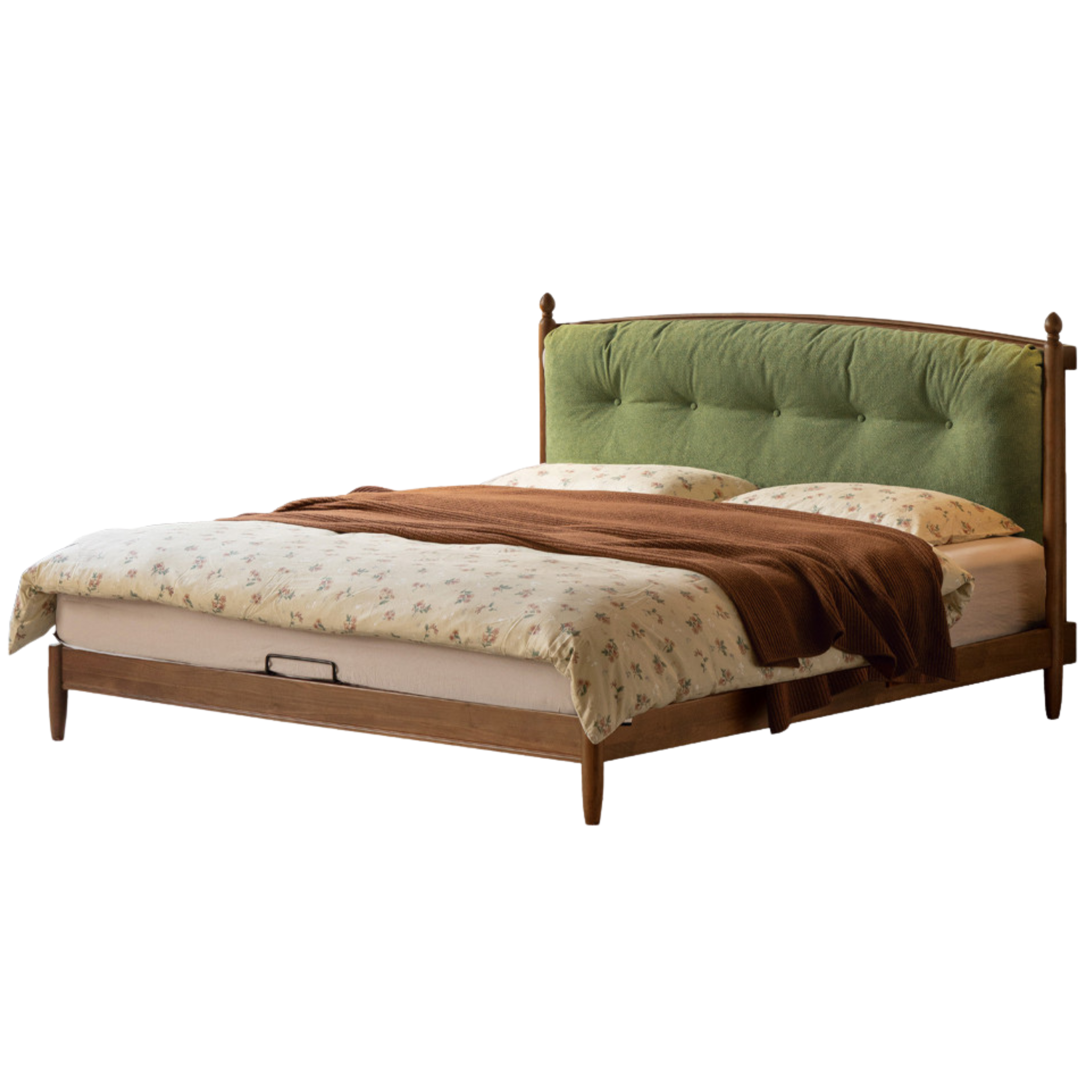 Black Walnut Solid Wood Genuine Leather Soft Bed