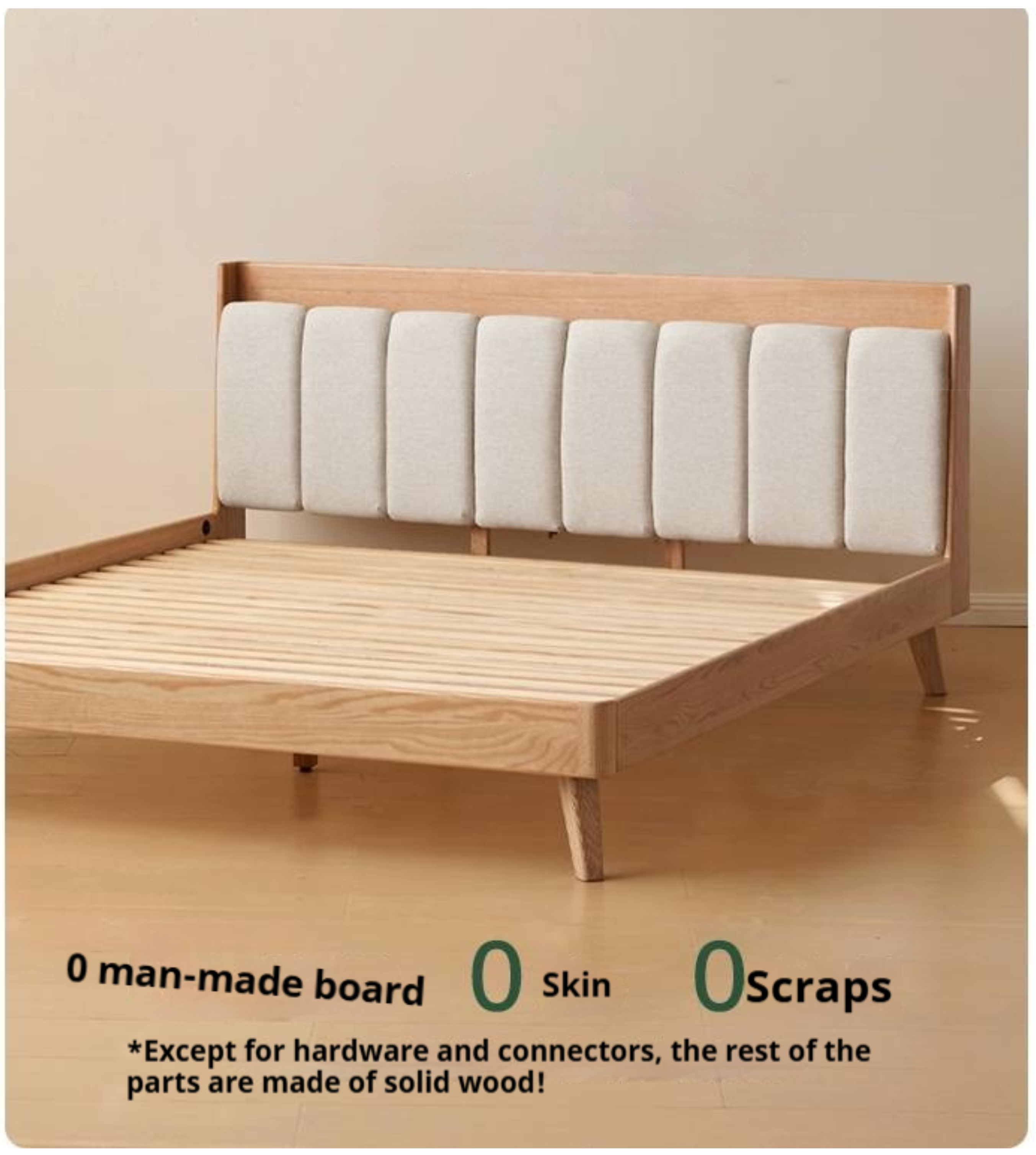 Oak Solid Wood Bed Modern Soft Leaning Bed