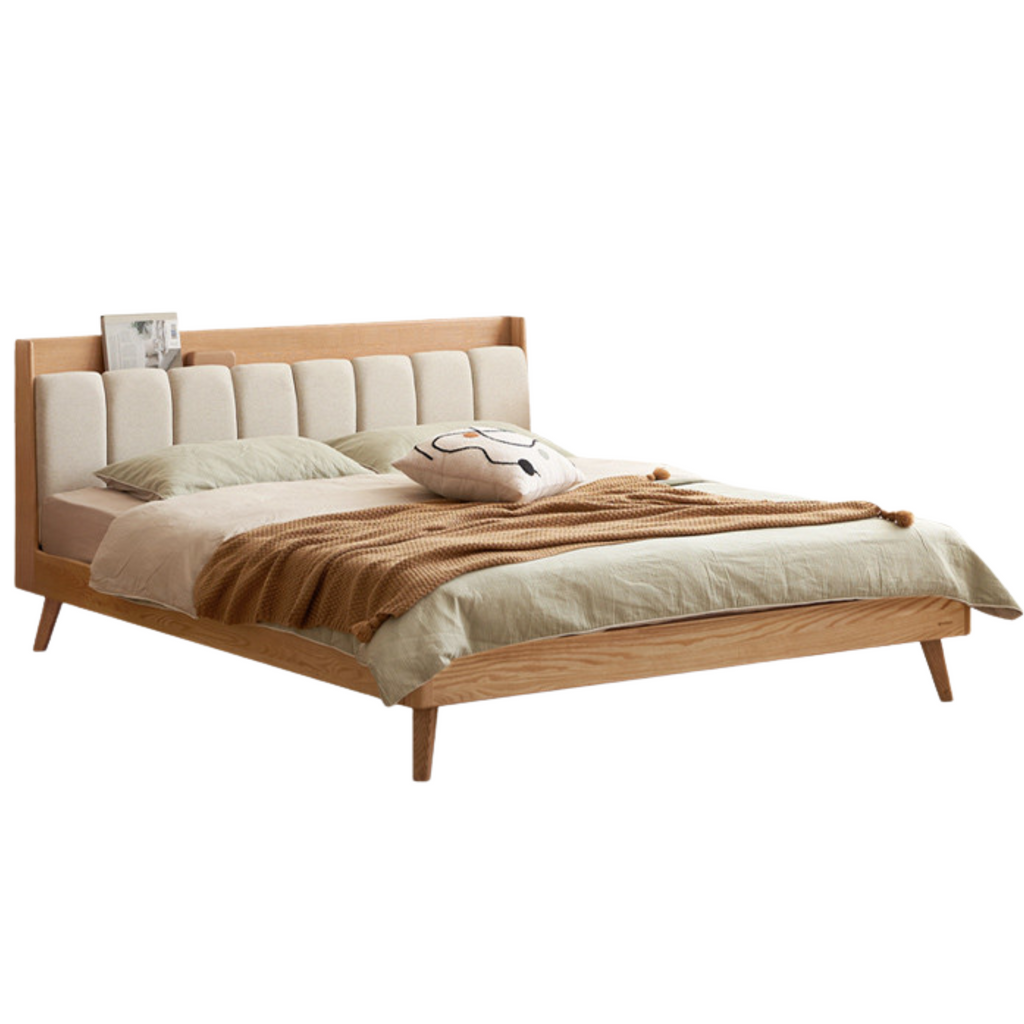 Oak Solid Wood Bed Modern Soft Leaning Bed