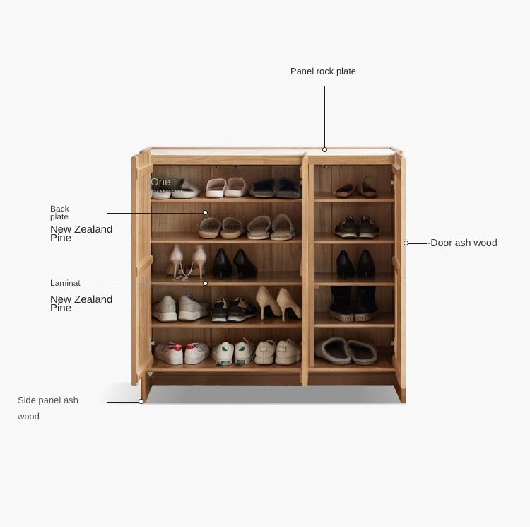 Ash, Oak Solid Wood Rock Top Shoe Cabinet