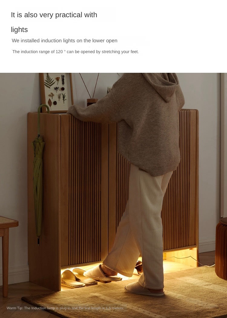 Ash, Oak Solid Wood Rock Top Shoe Cabinet