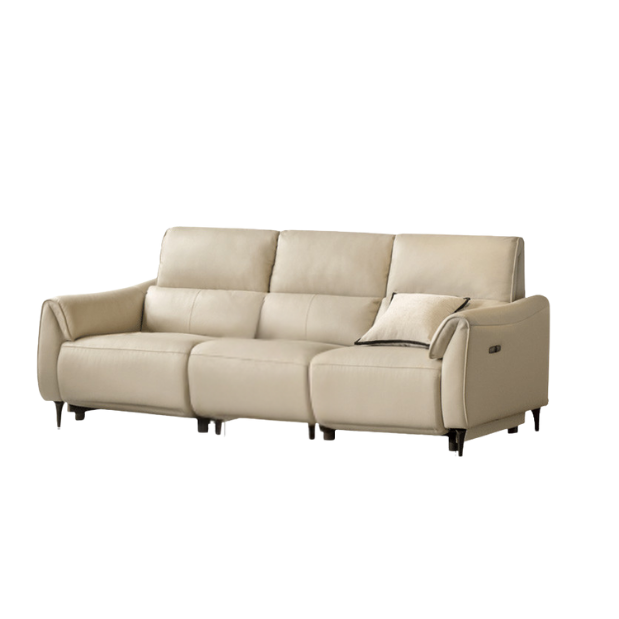 Leather Top Layer Cowhide Retractable Electric Sofa