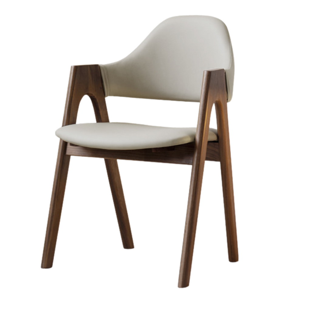 2 pcs Black Walnut Solid Wood, Organic Leather, Armchair