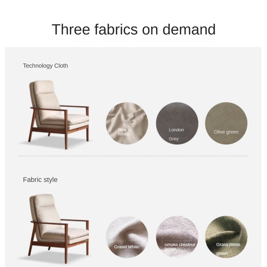 Black Walnut Solid Wood Fabric Sofa Chair