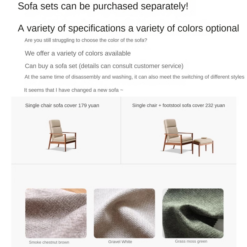 Black Walnut Solid Wood Fabric Sofa Chair