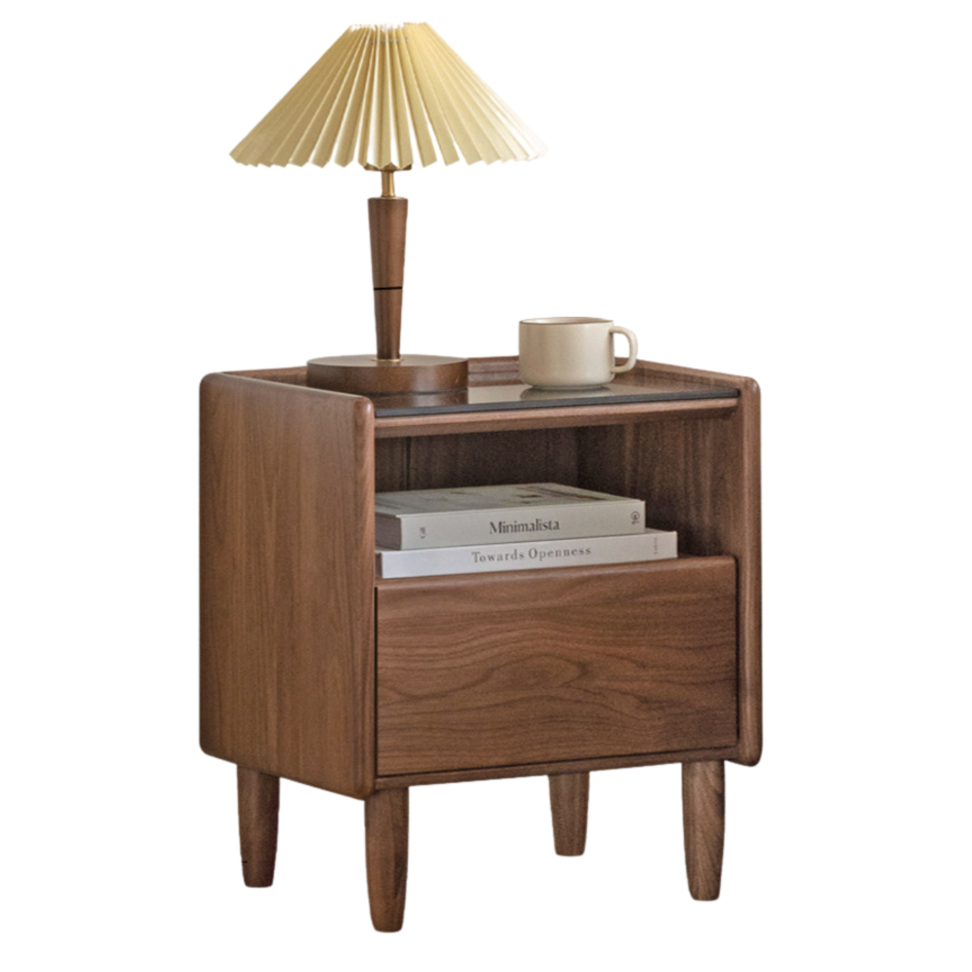 Ash, Cherry, Black walnut, Poplar, Solid Rubberwood Modern Nightstand.