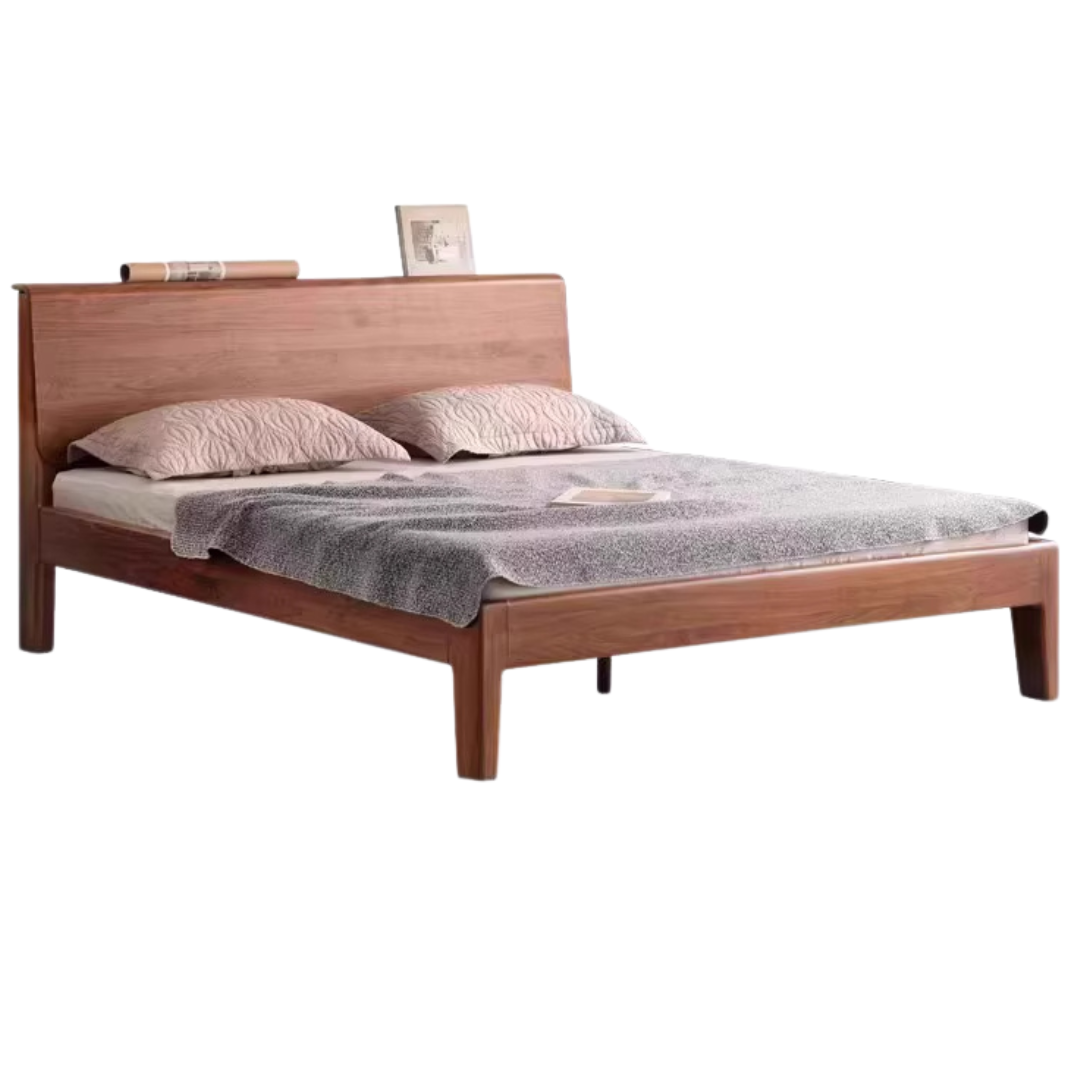 Black Walnut Solid wood bed Nordic modern