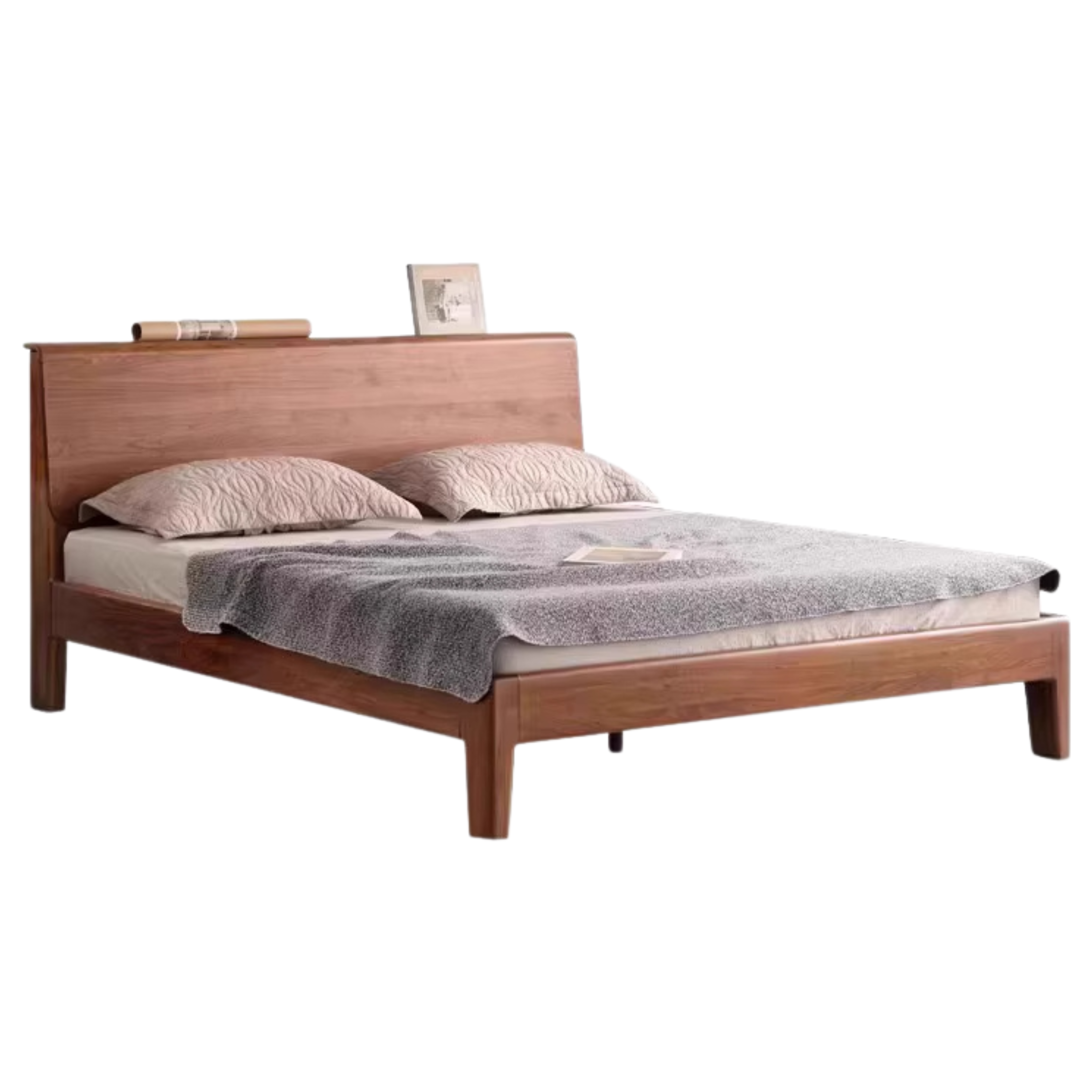Black Walnut Solid wood bed Nordic modern