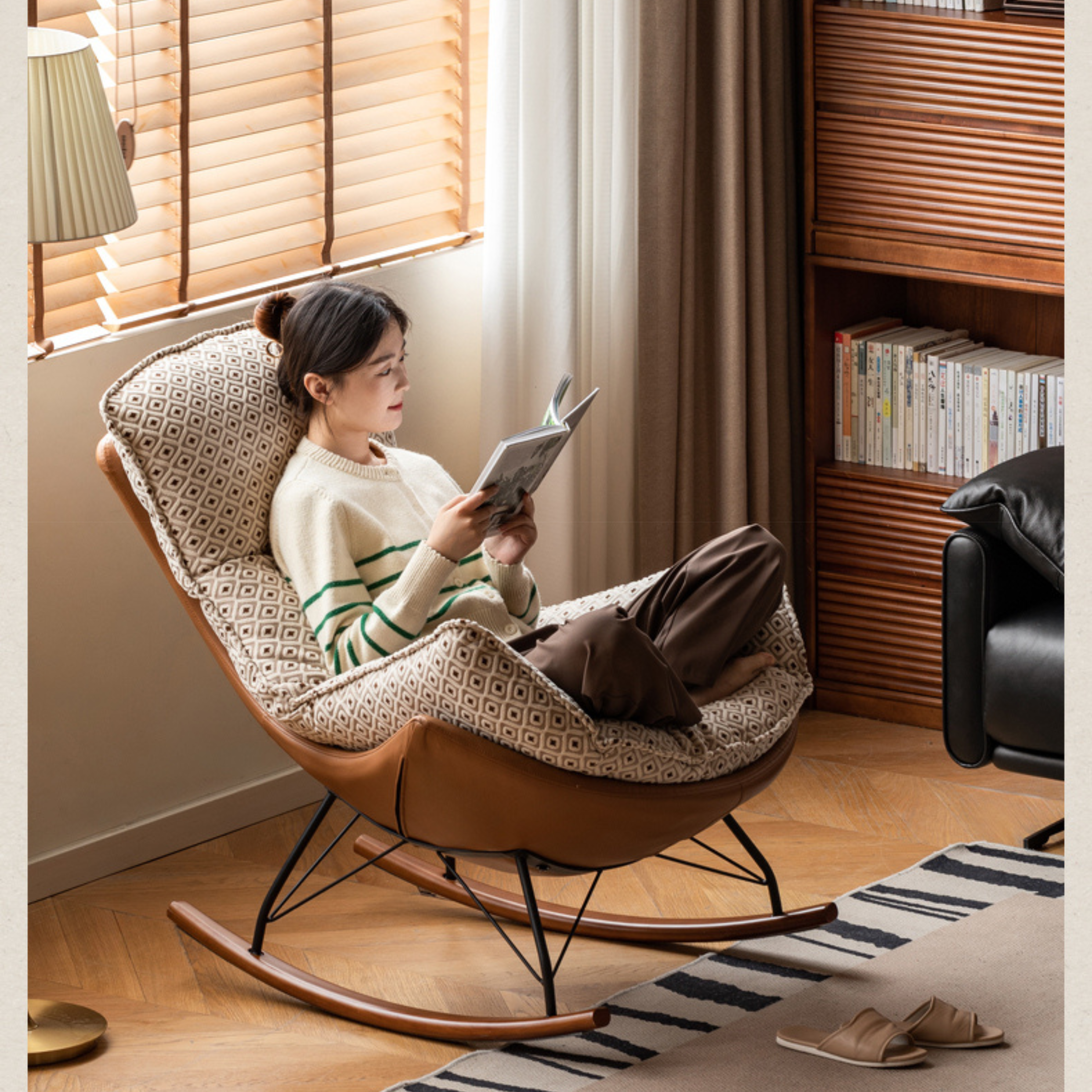 Fabric Rocking Retro Lazy Eggshell Chair