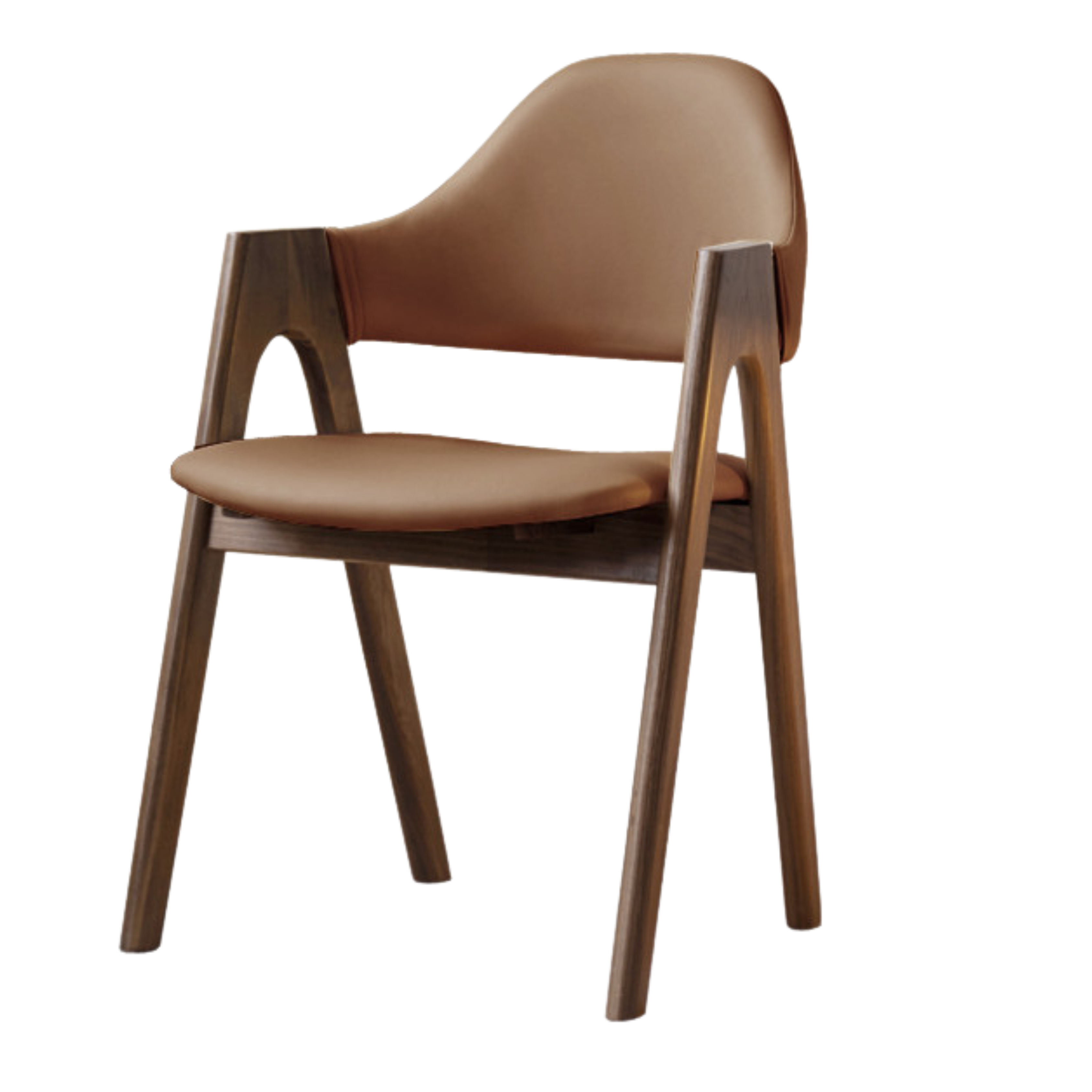 2 pcs Black Walnut Solid Wood, Organic Leather, Armchair